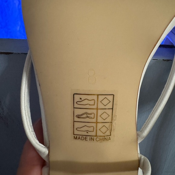 White Lace-Up Strappy Stiletto Heels Sandals Size‎ 8 Square Toe - Picture 6 of 6